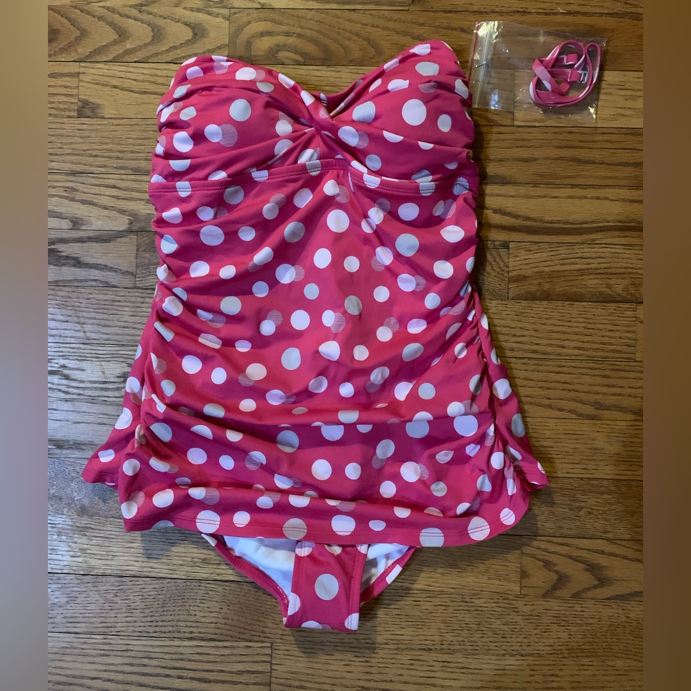 Jantzen Pink Polka Dot One Piece Swimsuit